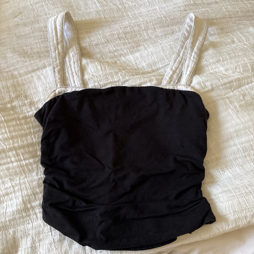 Free People Black and Cream Camisole